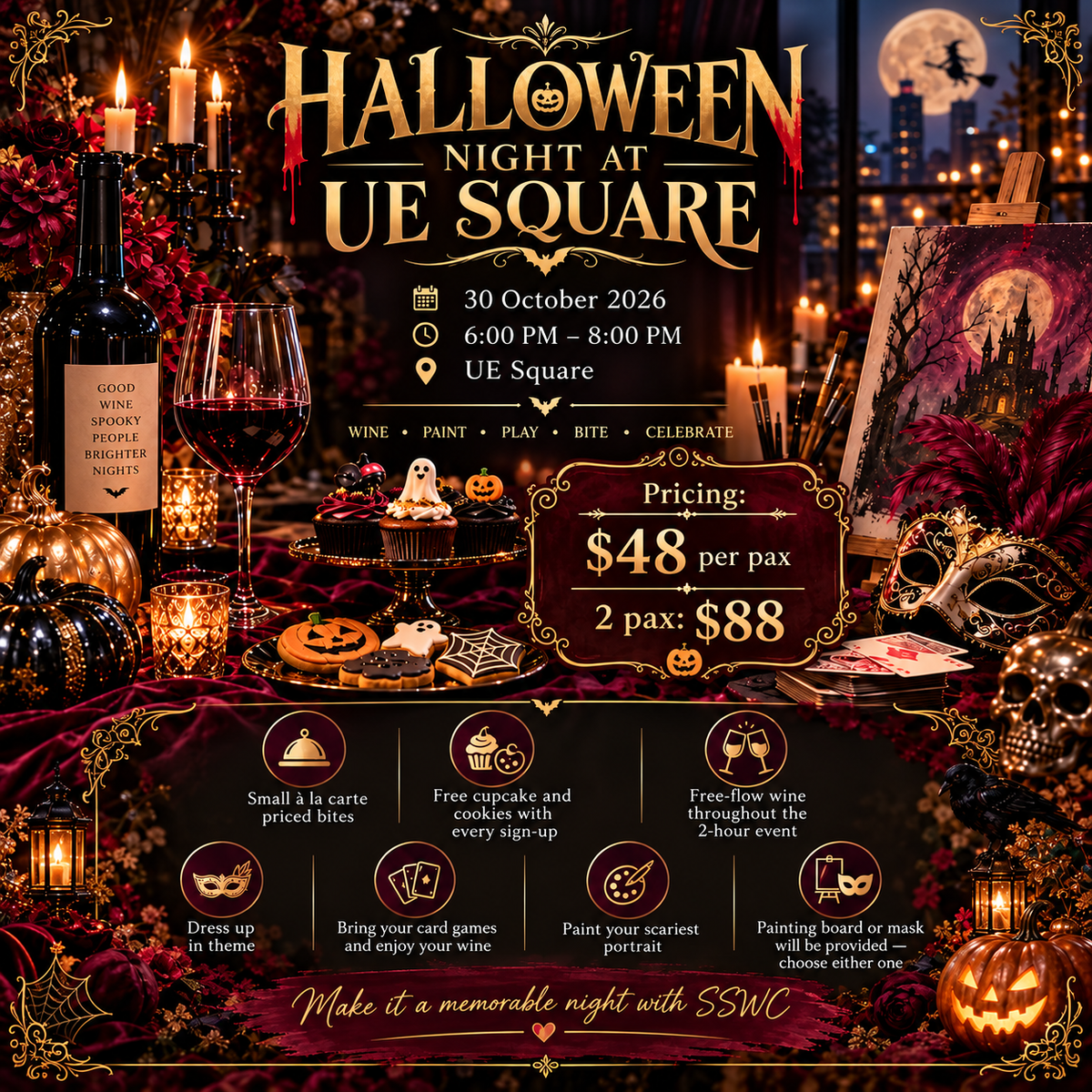 Halloween Night at UE Square: Sip, Paint & Celebrate